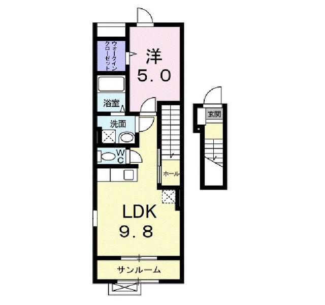 メゾン・アベニ-ル(1LDK/2階)の間取り写真