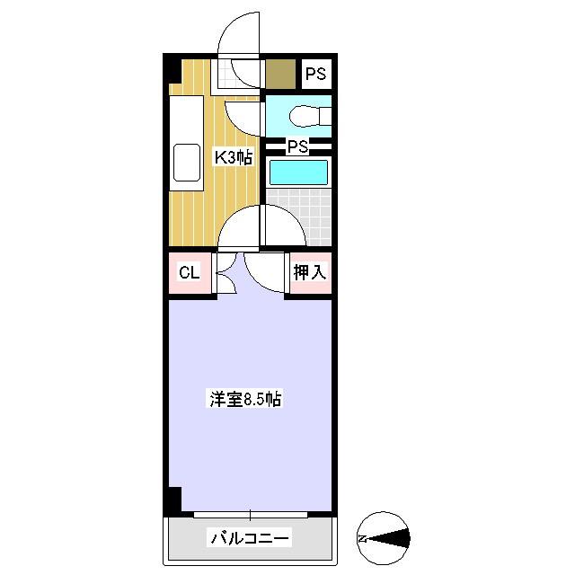 南町ニュータウン F棟(1K/2階)の間取り写真