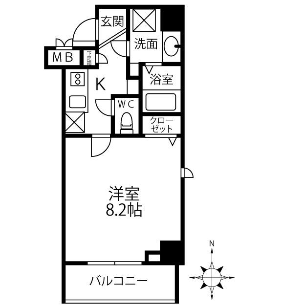 パークフロント常盤(1K/2階)の間取り写真