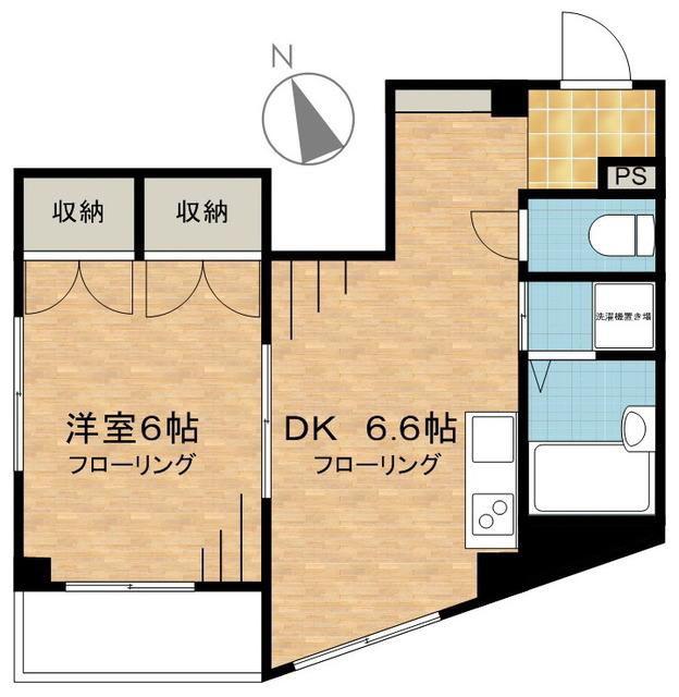 シティファイブ弐番館(1DK/2階)の間取り写真