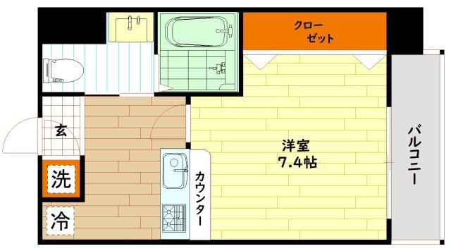 ヴァンクール城東(1K/8階)の間取り写真