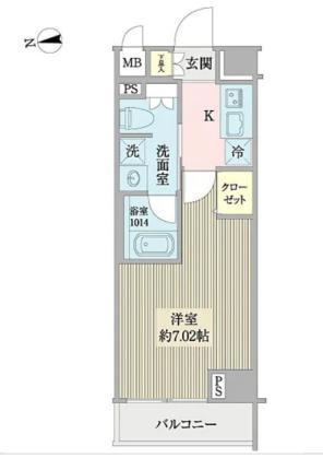 ヴォーカコルテ東新宿(1K/5階)の間取り写真