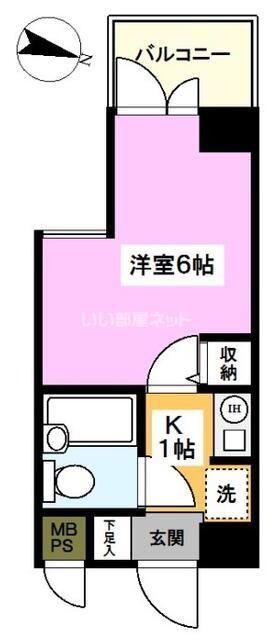 ライオンズプラザ平塚宝町(1K/3階)の間取り写真