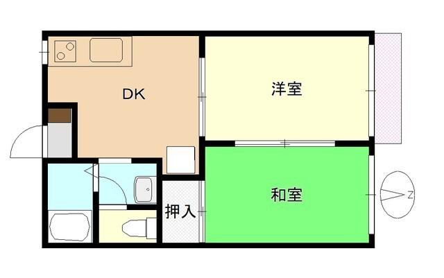 コートシップ(2DK/2階)の間取り写真