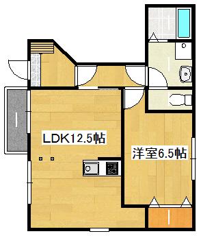 クレストール福泊C(1LDK/1階)の間取り写真