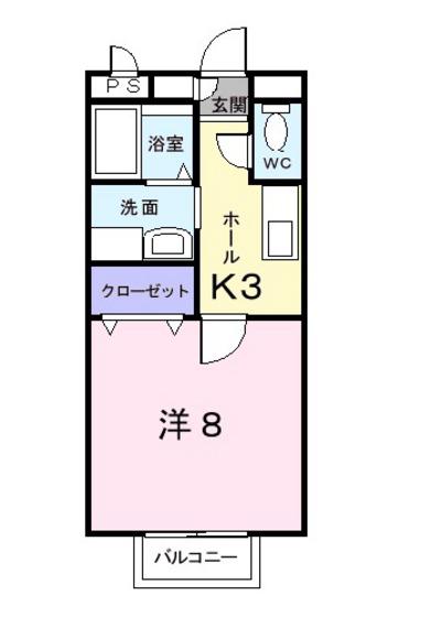 サンセールナンバ(1K/2階)の間取り写真