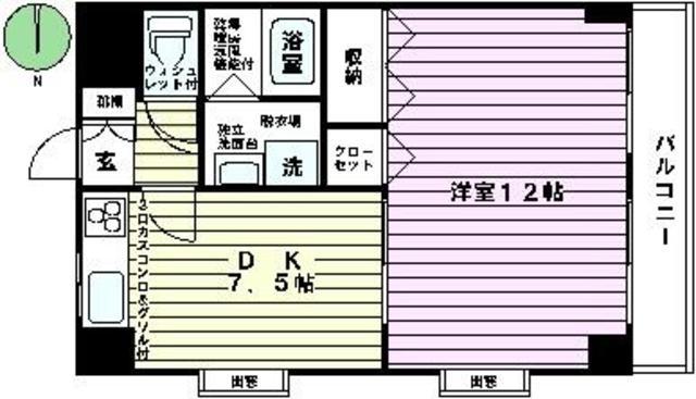 シェスタロワール(1DK/4階)の間取り写真
