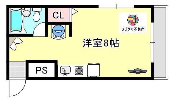 サンセットビル(ワンルーム/3階)の間取り写真
