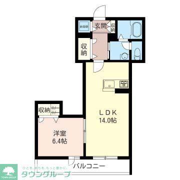 シャイニングK-III(1LDK/3階)の間取り写真