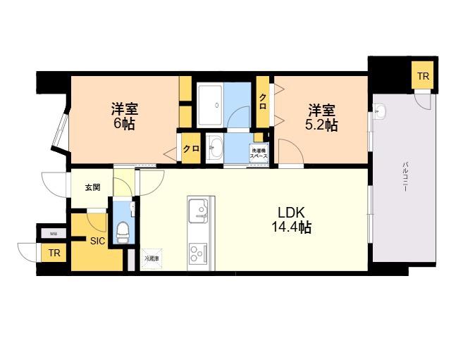 S-RESIDENCE愛宕サウス(2LDK/4階)の間取り写真