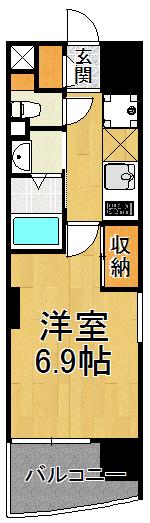 LUXE塚口(1K/8階)の間取り写真