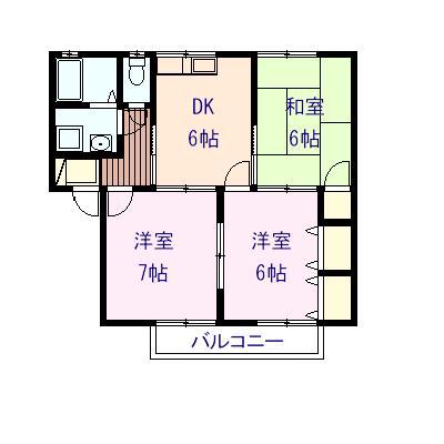 ランズエンド(3DK/2階)の間取り写真