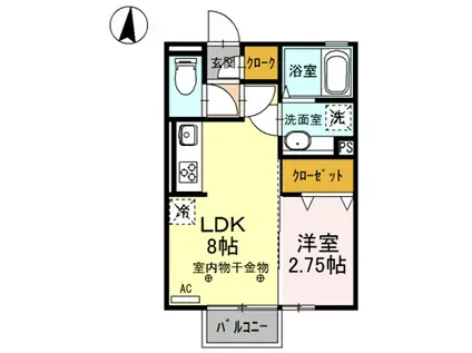 MARIGOLD(1LDK/2階)の間取り写真