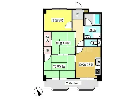 二本木ハイツ(3DK/2階)の間取り写真