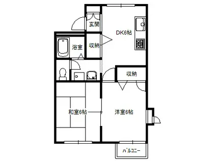 ピース・フル(2DK/2階)の間取り写真