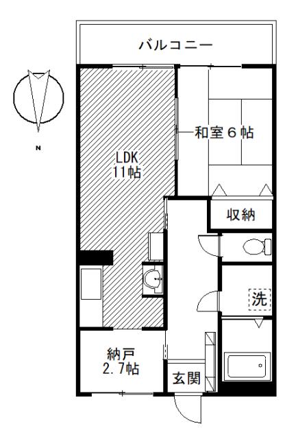 パークサイド篠崎(1SLDK/2階)の間取り写真