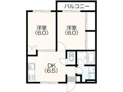 COCO(2DK/2階)の間取り写真