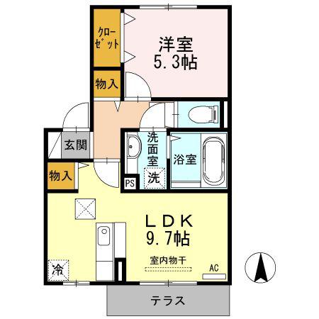 バンブーII(1LDK/1階)の間取り写真