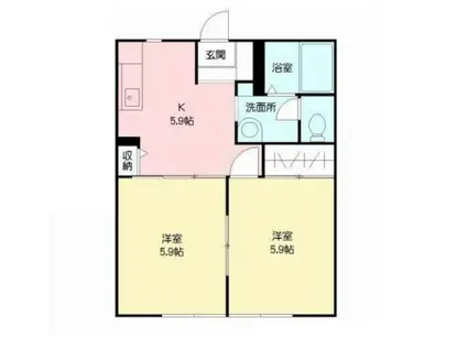 サングレイス(2DK/1階)の間取り写真