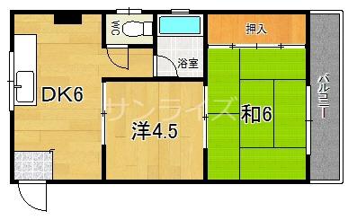 ナガタビル(2DK/4階)の間取り写真