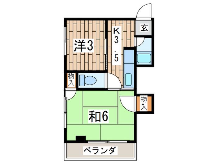 辻ビル(2K/3階)の間取り写真
