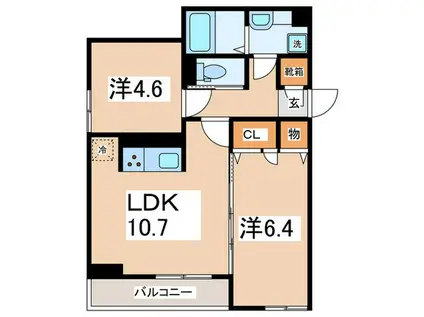 プラム清新一丁目(2LDK/2階)の間取り写真