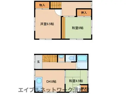 藤下アパート(3DK/1階)の間取り写真