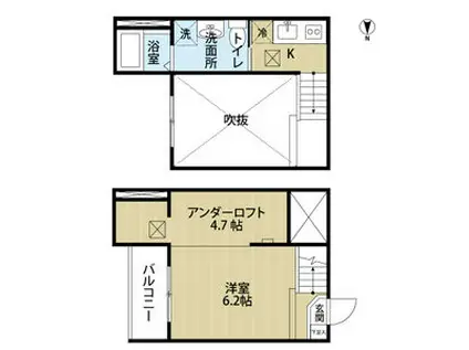 ステラ川西(ワンルーム/2階)の間取り写真