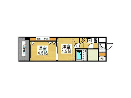 WES-PROJECT 55 博多(2K/3階)の間取り写真