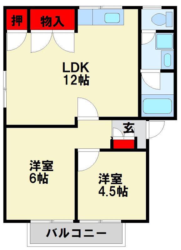 フレグランスM B棟(2LDK/2階)の間取り写真
