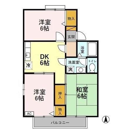 セジュールグランデIV(3DK/2階)の間取り写真