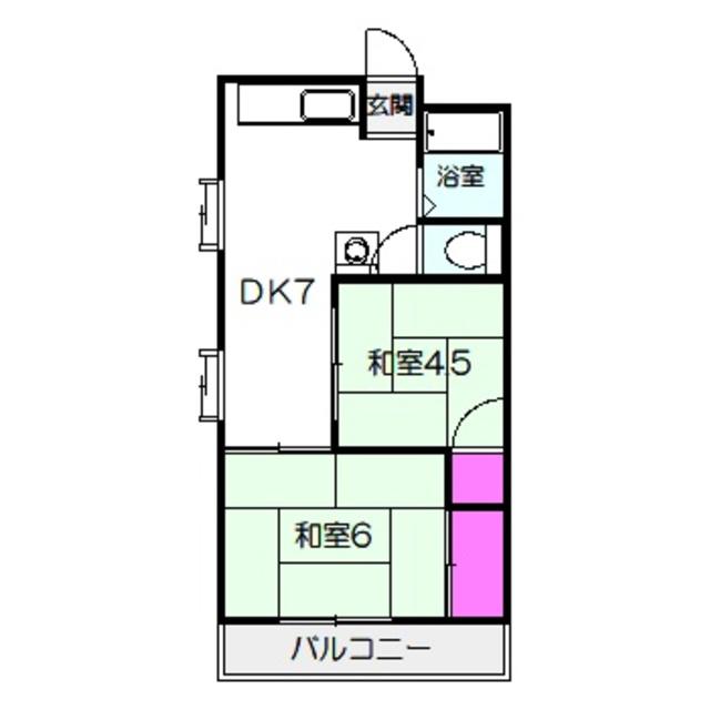 コーポT&T(2DK/2階)の間取り写真