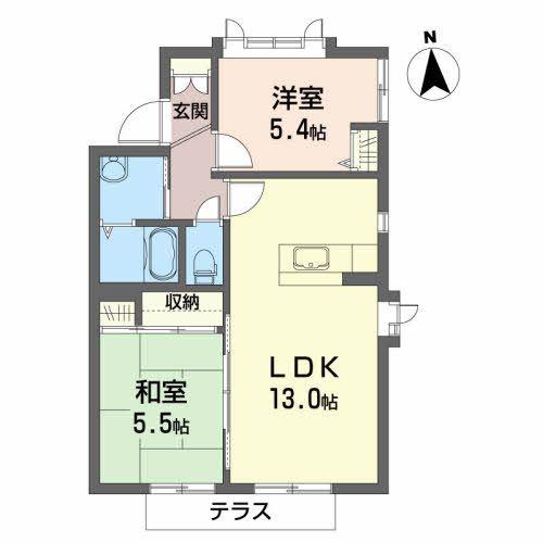 ジュラアーク(2LDK/1階)の間取り写真