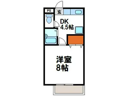 サンガーデン福間A棟(1DK/1階)の間取り写真