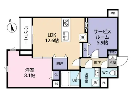 SPコート興野(1SLDK/2階)の間取り写真