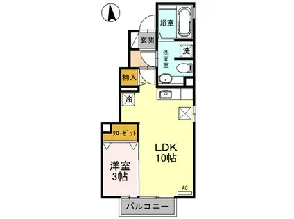 アスタマニアーナ B棟(1LDK/1階)の間取り写真