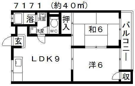 藤ハイツ(2DK/2階)の間取り写真