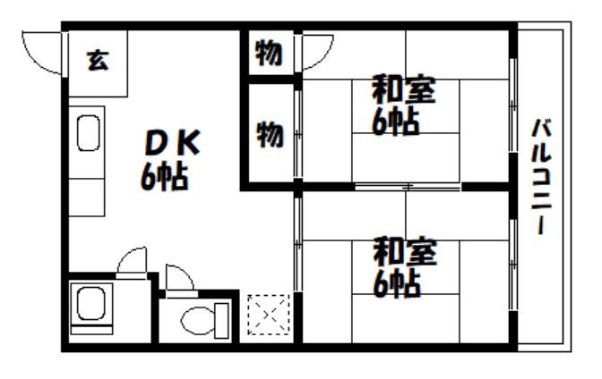 高橋アパート(2DK/2階)の間取り写真