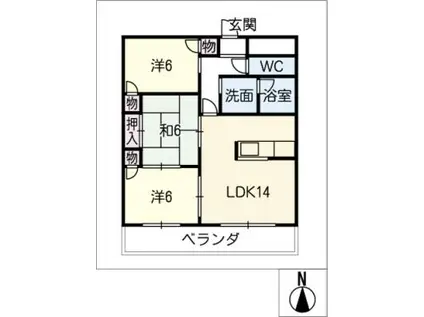 レヂデンス土屋(3LDK/4階)の間取り写真