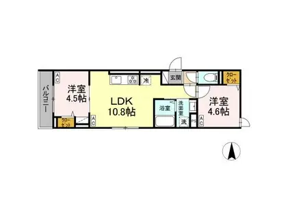 セレスティア栗原(2LDK/3階)の間取り写真