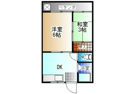 コーポ平井(2K/1階)の間取り写真