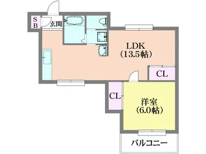BLAN CUBE 神戸北(1LDK/2階)の間取り写真