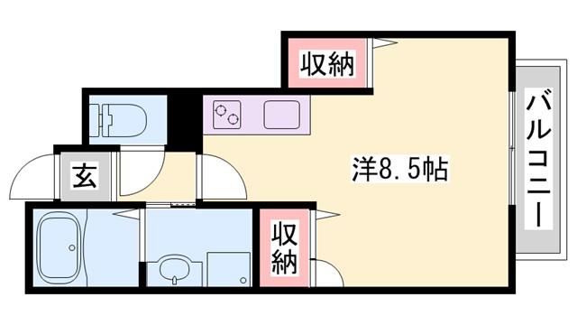 リガーレ天神西(ワンルーム/1階)の間取り写真