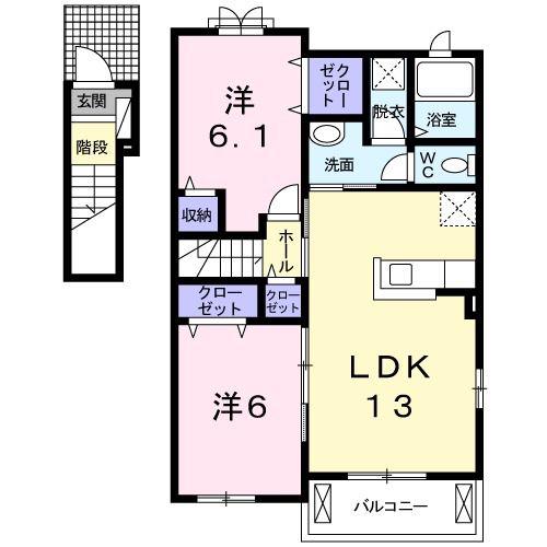 レジデンス・モッポ(2LDK/2階)の間取り写真