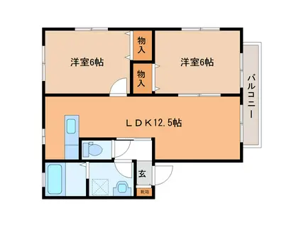 ハイムSSY(2LDK/1階)の間取り写真