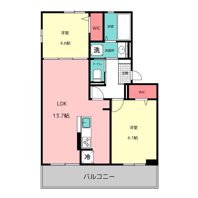 セゾン箱崎宮前(2LDK/1階)の間取り写真