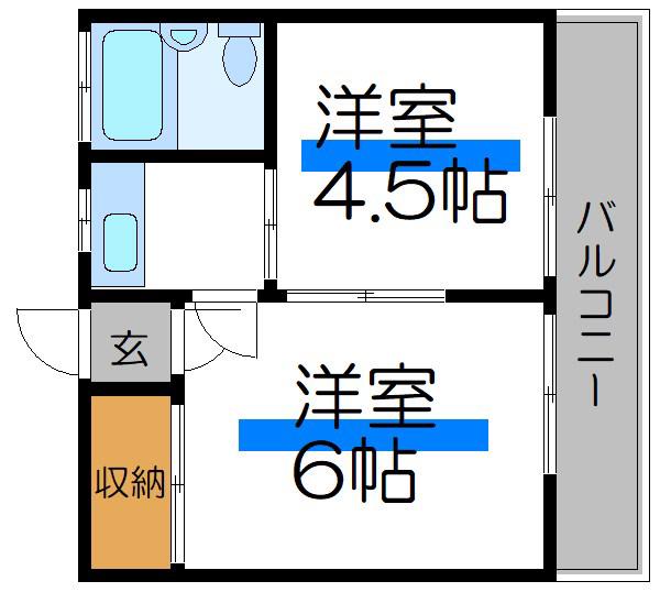 宇喜田ハイツ(2K/3階)の間取り写真