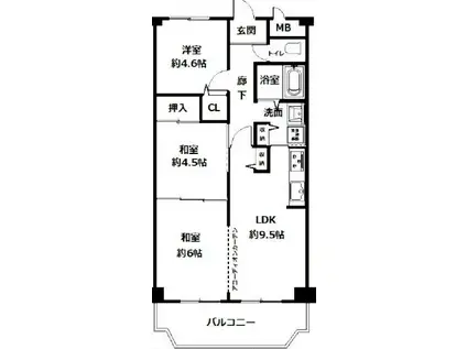 ルネ武庫川2番館(3LDK/1階)の間取り写真