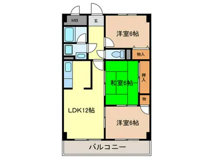 ハイツゴールド(3LDK/2階)の間取り写真