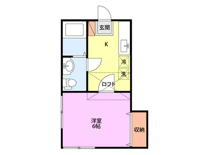 ベルシオン新潟第2(1K/2階)の間取り写真